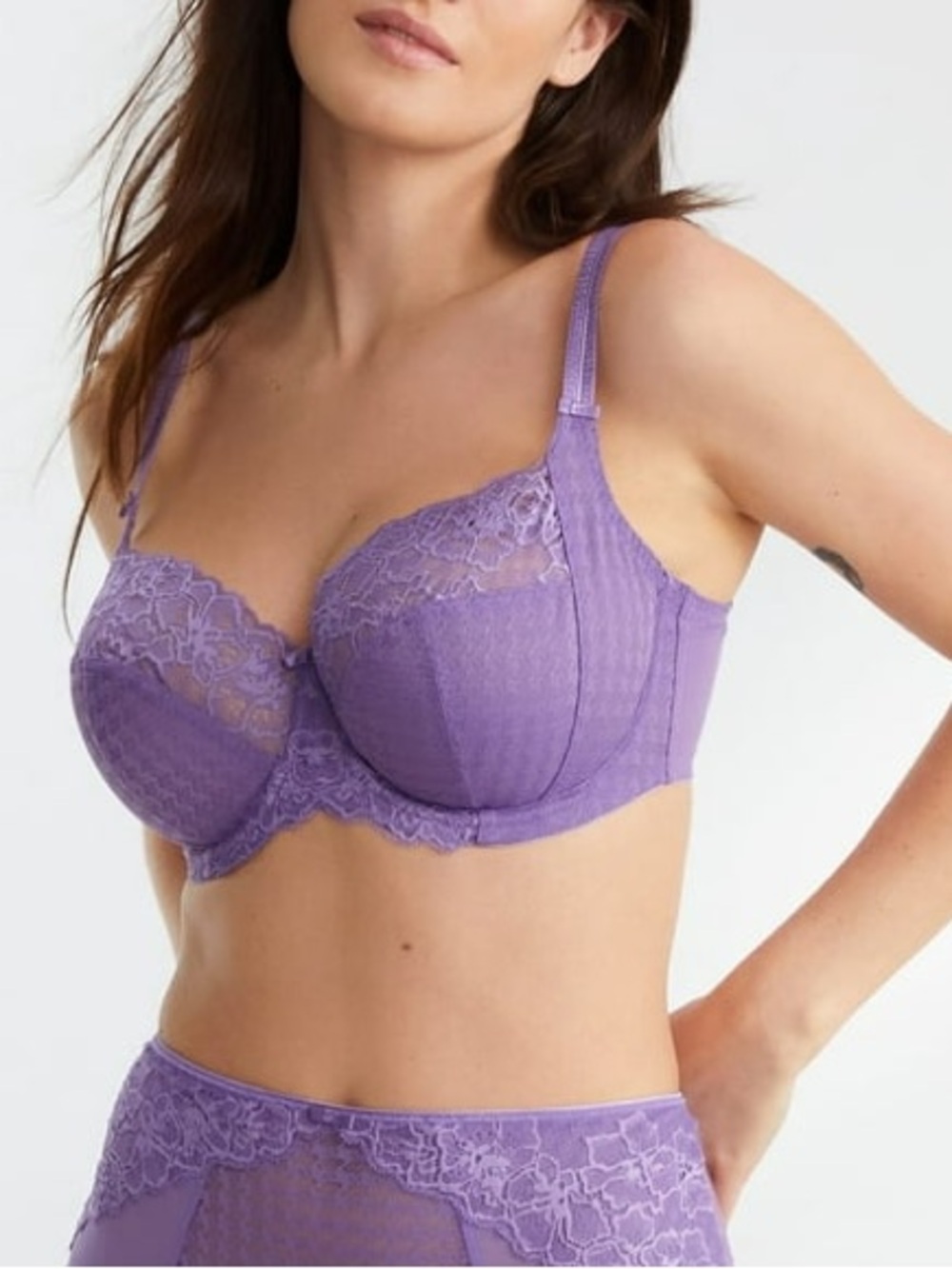 Panache Envy Balcony Underwire Bra 7285 US 32GG Violet Unlined 4 Part Cup Lace